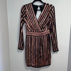 Long sleeve rose gold sequin dress